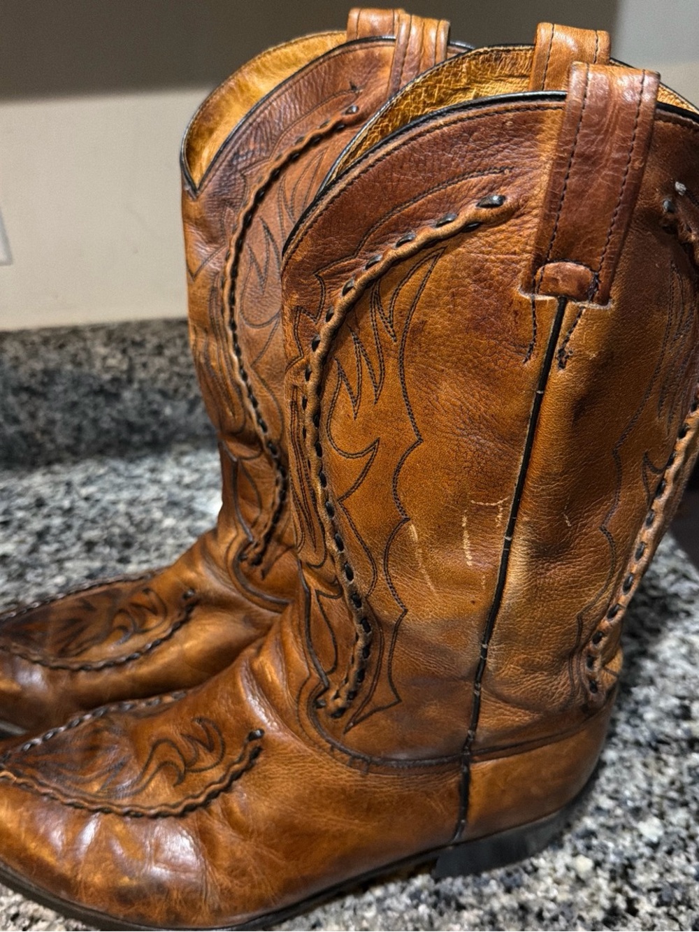 Dan Post deertan bucklace brown leather men sz 13